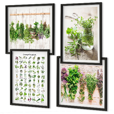 Composição de quadros Ervas secas para a cozinha