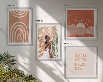 Conjunto de 4 quadros com moldura Formas abstratas boho