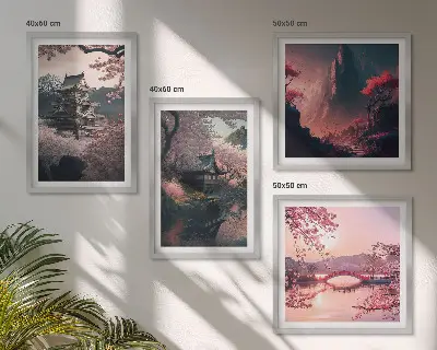 Paisagens fantásticas do Japão políptico com moldura