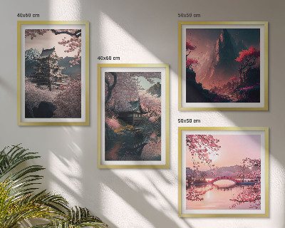 Políptico com moldura Paisagens fantásticas do Japão