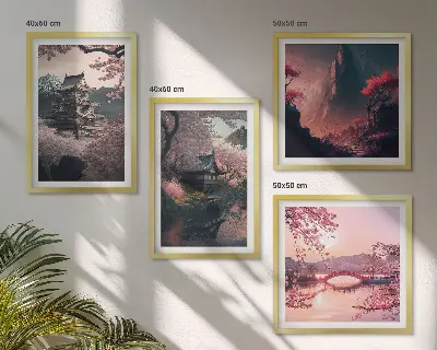 Paisagens fantásticas do Japão políptico com moldura