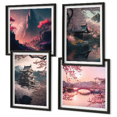 Políptico com moldura Paisagens fantásticas do Japão