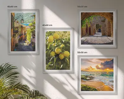 Composição de quadros ruas pitorescas à beira-mar e praia