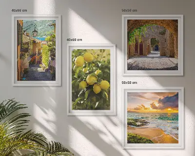 Composição de quadros ruas pitorescas à beira-mar e praia