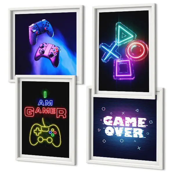 Composição de quadros de gamepads com legendas de ícones de jogador