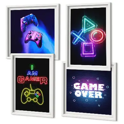 Composição de quadros de gamepads com legendas de ícones de jogador