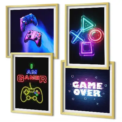 Composição de quadros de gamepads com legendas de ícones de jogador