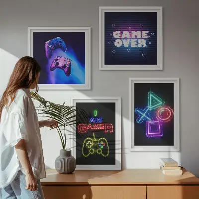 Composição de quadros de gamepads com legendas de ícones de jogador