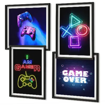 Composição de quadros de gamepads com legendas de ícones de jogador