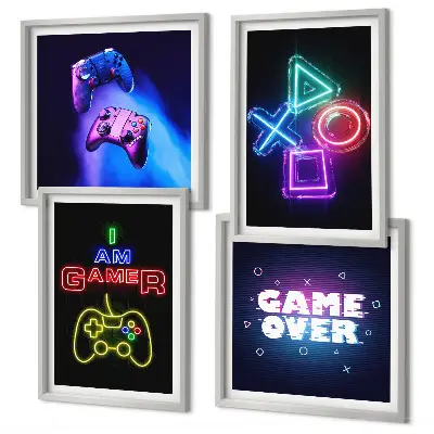 Composição de quadros de gamepads com legendas de ícones de jogador