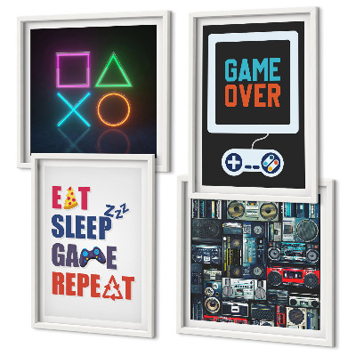 Conjunto de 4 quadros com moldura Legendas de entretenimento do jogador