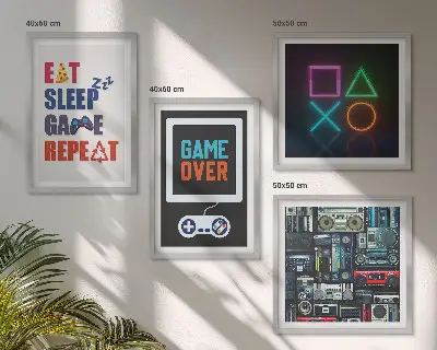 Conjunto de 4 quadros decorativos com tema de legendas de entretenimento de jogador