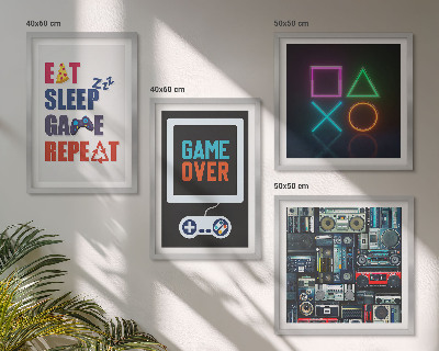 Conjunto de 4 quadros com moldura Legendas de entretenimento do jogador