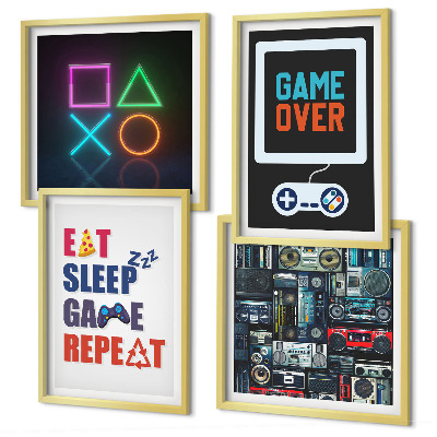 Conjunto de 4 quadros com moldura Legendas de entretenimento do jogador