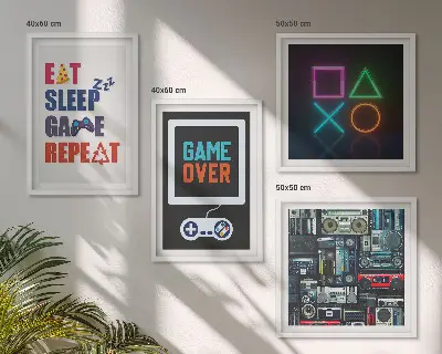 Conjunto de 4 quadros decorativos com tema de legendas de entretenimento de jogador