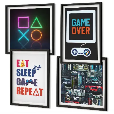 Conjunto de 4 quadros decorativos com tema de legendas de entretenimento de jogador