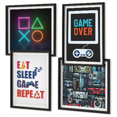 Conjunto de 4 quadros com moldura Legendas de entretenimento do jogador