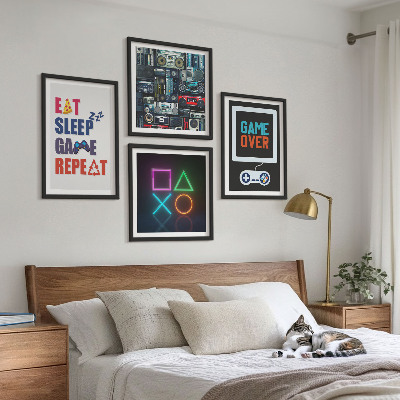 Conjunto de 4 quadros com moldura Legendas de entretenimento do jogador