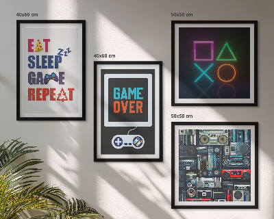 Conjunto de 4 quadros com moldura Legendas de entretenimento do jogador
