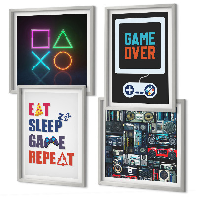 Conjunto de 4 quadros com moldura Legendas de entretenimento do jogador