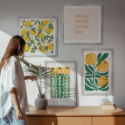 Políptico com moldura Padrões de plantas com flores