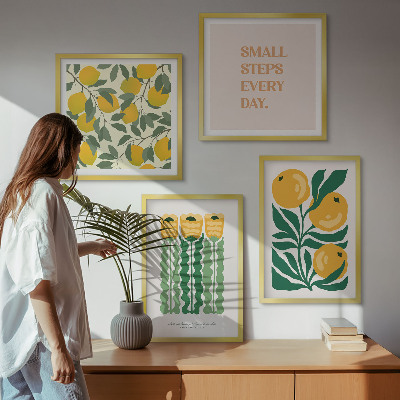Políptico com moldura Padrões de plantas com flores