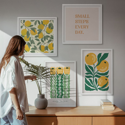 Políptico com moldura Padrões de plantas com flores