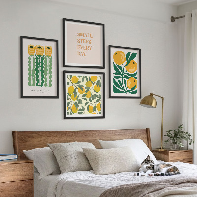 Políptico com moldura Padrões de plantas com flores