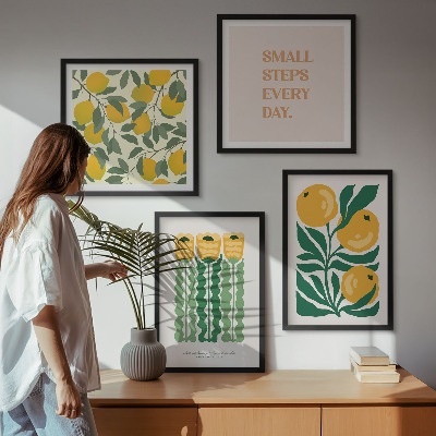 Políptico com moldura Padrões de plantas com flores