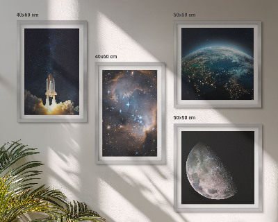 Composição de quadros Espaço Terra foguete galáxia