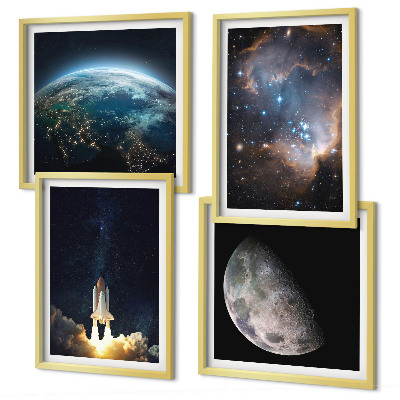 Composição de quadros Espaço Terra foguete galáxia