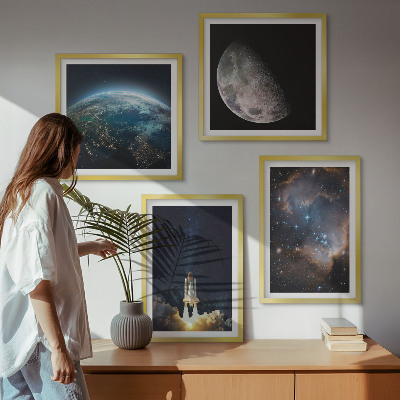 Composição de quadros Espaço Terra foguete galáxia