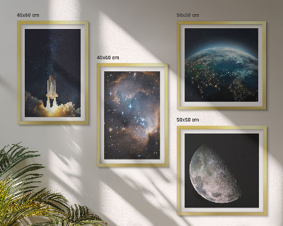 Composição de quadros Espaço Terra foguete galáxia