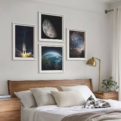 Composição de quadros Espaço Terra foguete galáxia