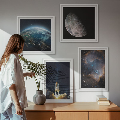 Composição de quadros Espaço Terra foguete galáxia