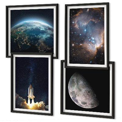 Composição de quadros Espaço Terra foguete galáxia