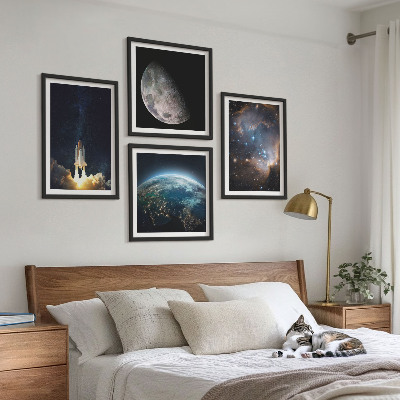 Composição de quadros Espaço Terra foguete galáxia
