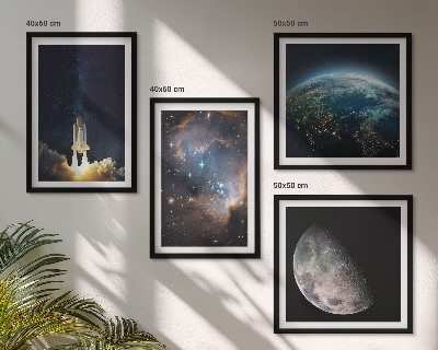 Composição de quadros Espaço Terra foguete galáxia