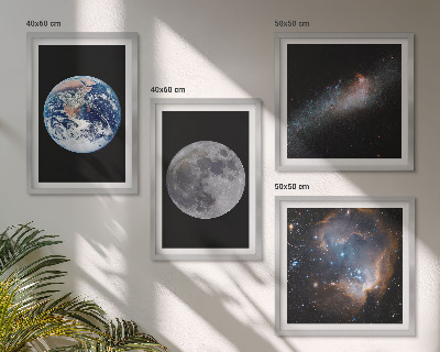 Políptico com moldura Galáxia Espaço Lua