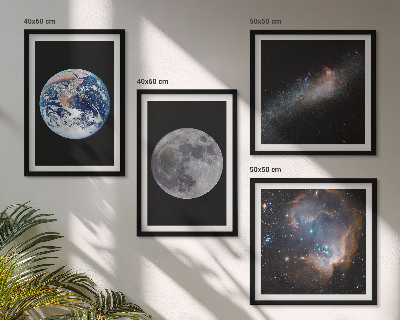 Políptico com moldura Galáxia Espaço Lua