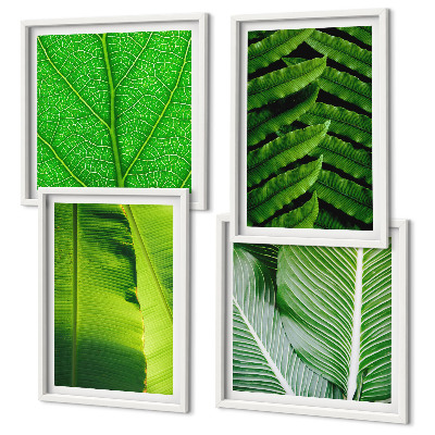 Políptico com moldura Close-up de folhas tropicais