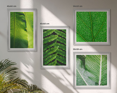 Políptico com moldura Close-up de folhas tropicais