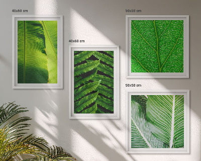 Políptico com moldura Close-up de folhas tropicais