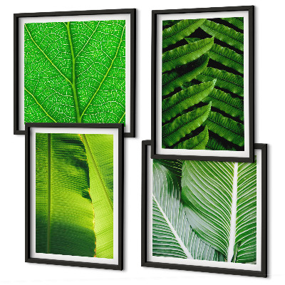 Políptico com moldura Close-up de folhas tropicais