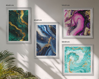 Políptico com moldura Padrões abstratos em rosa, verde e azul.