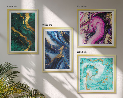 Políptico com moldura Padrões abstratos em rosa, verde e azul.