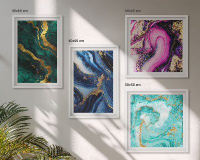 Políptico com moldura Padrões abstratos em rosa, verde e azul.