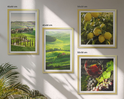 Políptico com moldura Paisagens italianas de colinas cítricas