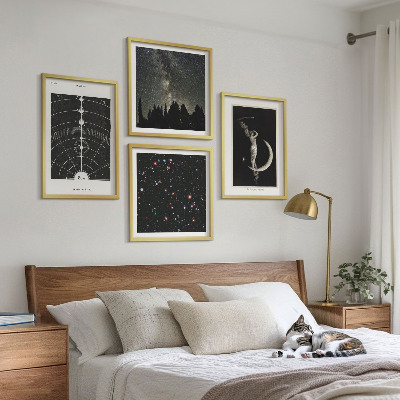 Conjunto de 4 quadros com moldura Galáxia do sistema solar