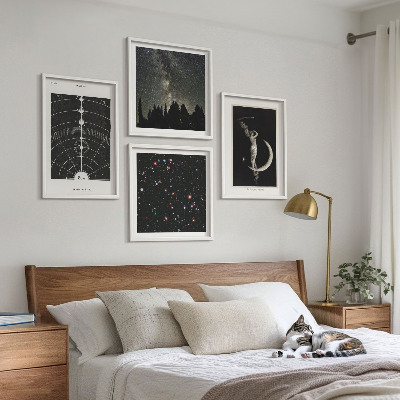 Conjunto de 4 quadros com moldura Galáxia do sistema solar